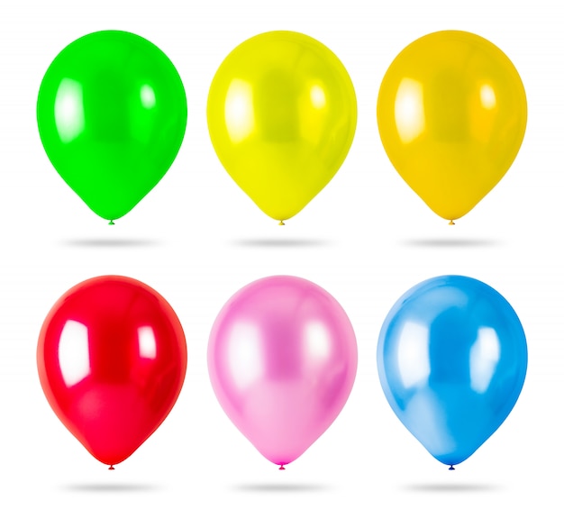 Balões coloridos isolados no fundo branco