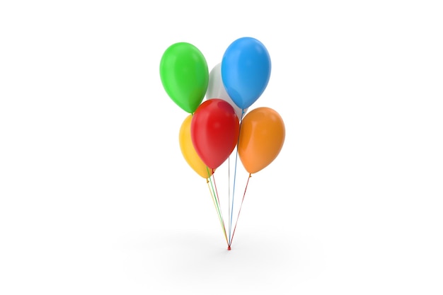 balões coloridos numa superfície branca