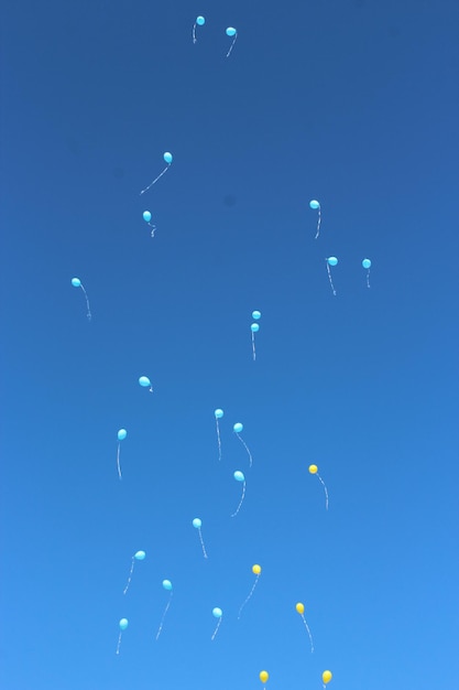 Balões coloridos voando para o céu