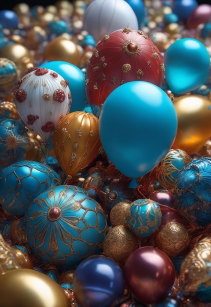 Balões com ornamentos decorativos