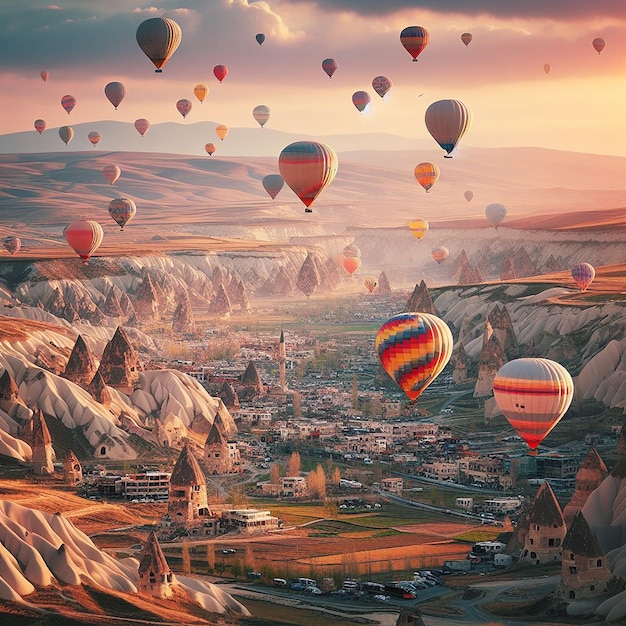 Balões de ar quente coloridos sobre a Capadocia