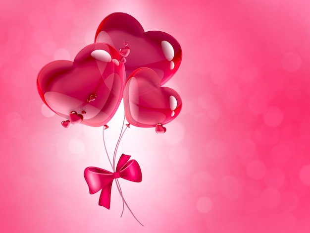 Balões de corações rosa - fundo romântico