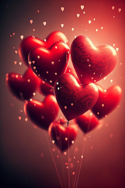 Balões de corações vermelhos