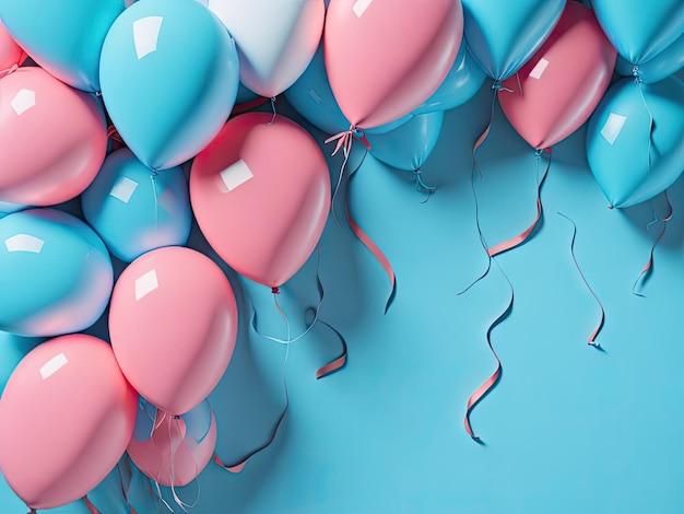 Balões de festa de aniversário com confete e copy paste ai generative