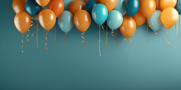 Balões de festa de aniversário no fundo com espaço para cópias