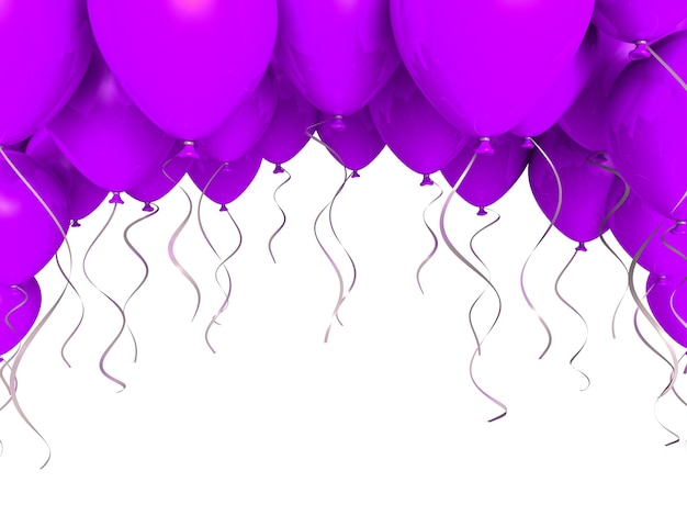 Balões de festa roxos no fundo branco