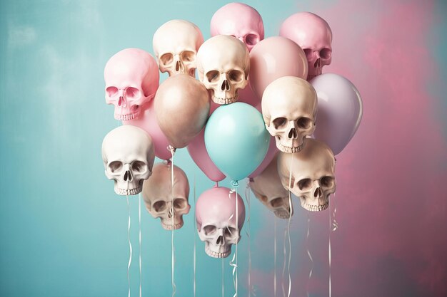 Balões de Halloween com crânios assustadores