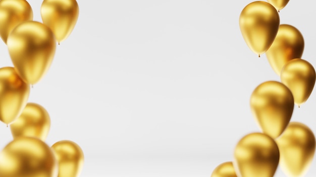 balões dourados isolados no fundo branco balão de folha de ouro com espaço vazio para aniversário