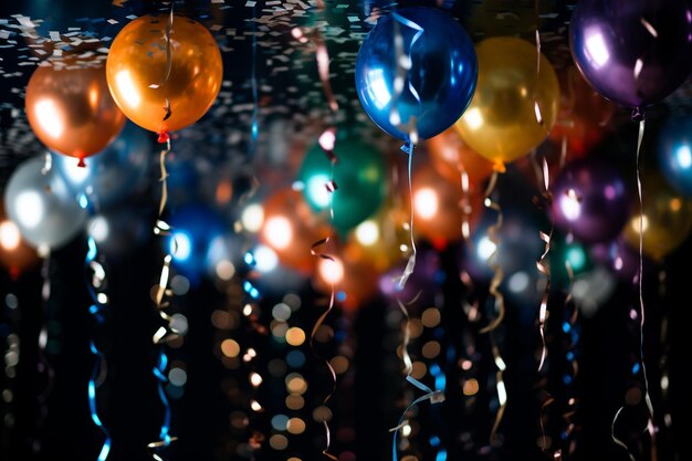 Balões e streamers para a festa de Ano Novo