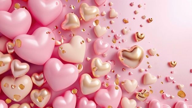 balões em forma de coração cor-de-rosa fundo rosa balões en forma de coração