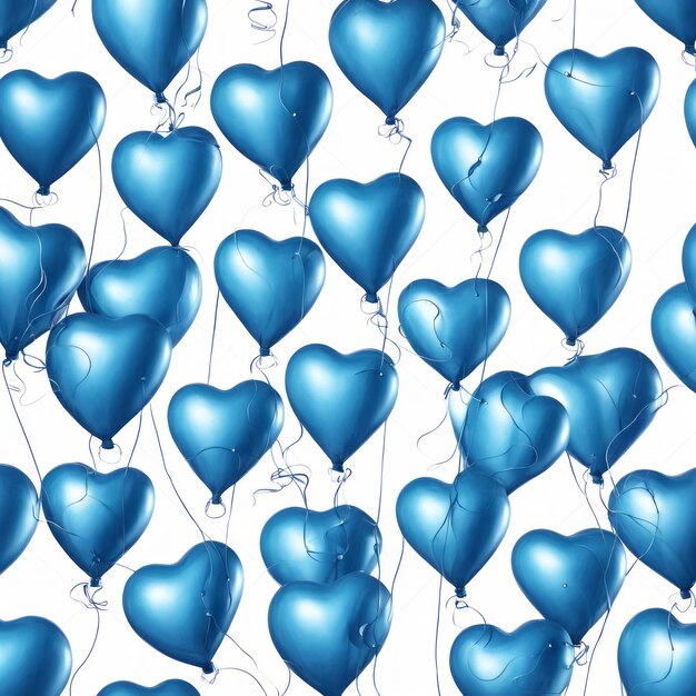 Foto balões em forma de coração de cor azul isolados em fundo branco