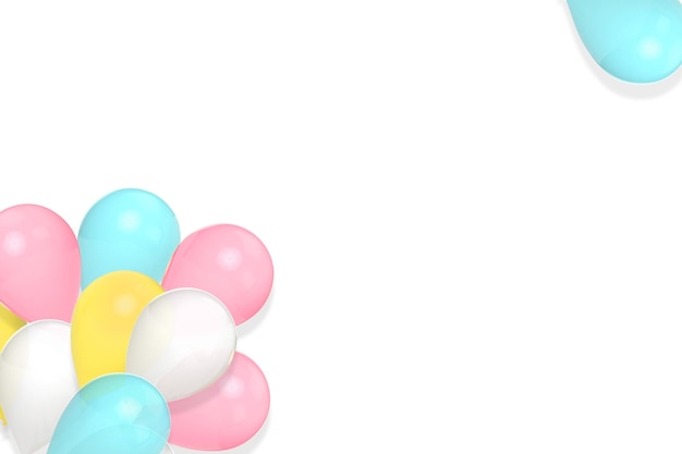 Balões multicoloridos em um fundo branco