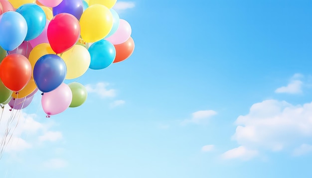 Balões no fundo do céu com espaço para o conceito de carnaval de texto