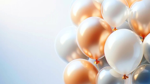 Foto balões realistas em fundo branco para celebração de feliz ano novo e feliz aniversário conceito