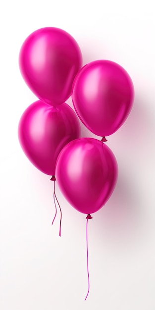 Balões rosa em um fundo branco