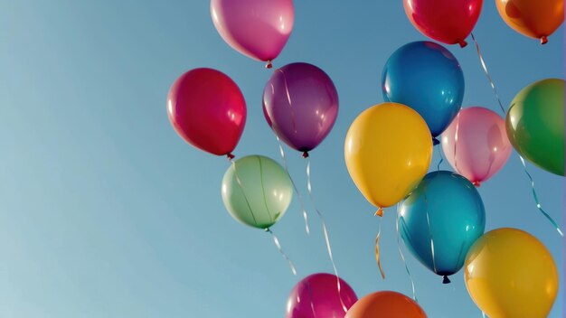 Balões solitários a flutuar para cima