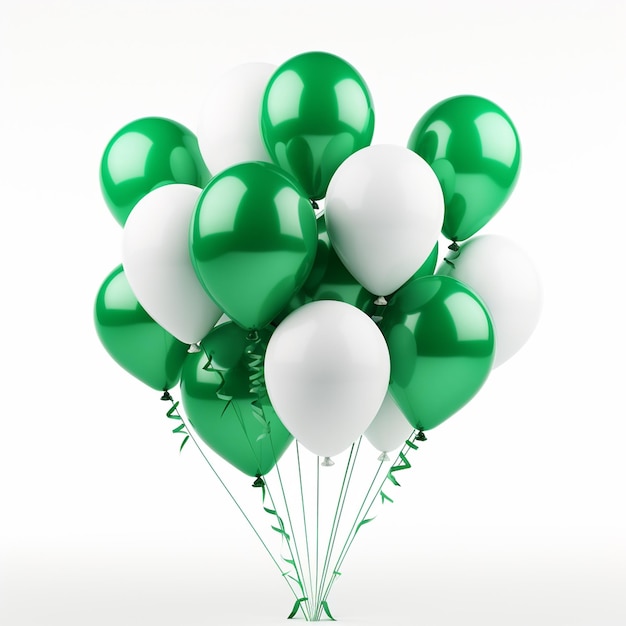 Balões verdes e brancos