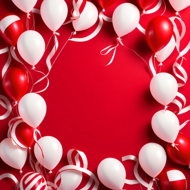 balões vermelhos e brancos conceito de confete design feliz dia da independência fundo