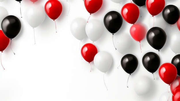Balões vermelhos e pretos sobre fundo branco conceito de Black Friday