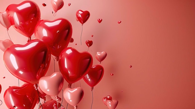 balões vermelhos em forma de coração balões em forma de corazón fundo de corações vermelhos