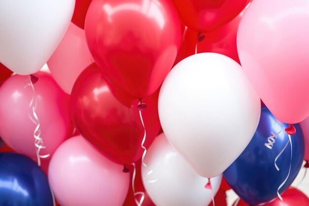 Balões vermelhos rosa e brancos para o dia dos namorados