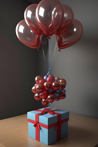 Balões voadores com caixas de presentes