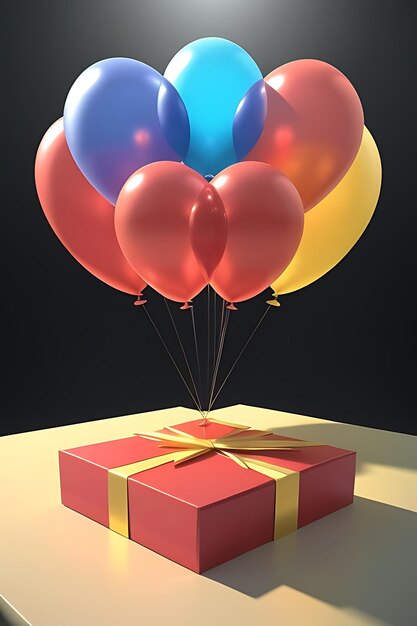 Balões voadores com caixas de presentes