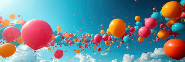 Foto balões voadores hélio céu azul nuvens de fundo ilustrações em hd