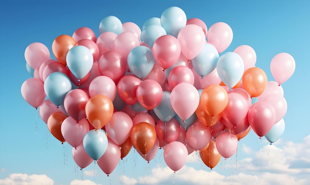 Balões voando contra o céu azul