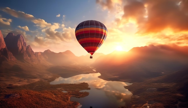 Balón de aire caliente con vista al paisaje