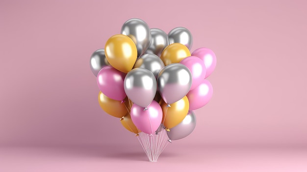 Balón de cumpleaños de fondo rosa