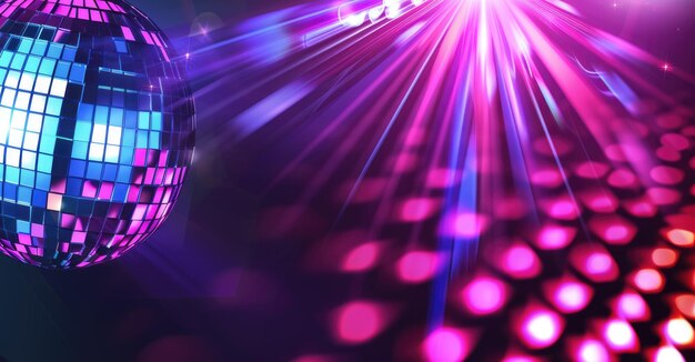 Foto balón de discoteca brillante con luces de neón vibrantes atmósfera de fiesta de baile de fondo