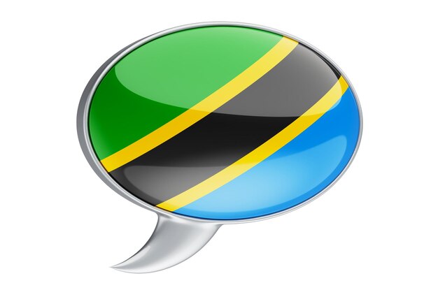 Foto balón de discurso con la bandera de tanzania en 3d