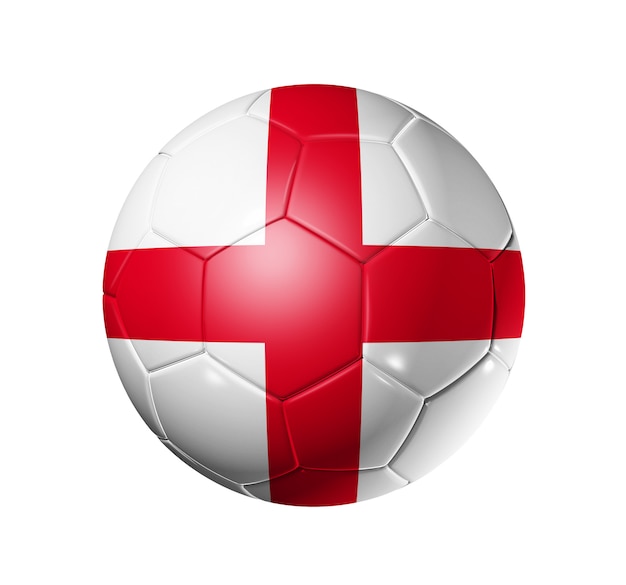 Balón de fútbol 3D con bandera del equipo de Inglaterra.