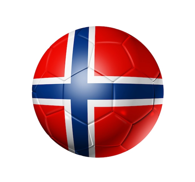 Balón de fútbol 3D con bandera del equipo de Noruega.