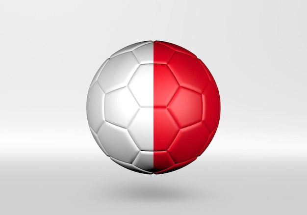 Foto balón de fútbol 3d con la bandera de malta sobre fondo gris