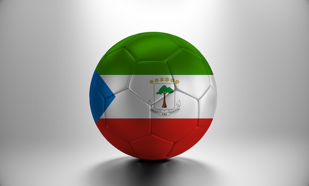 Balón de fútbol 3d con la bandera del país de Guinea Ecuatorial. Balón de fútbol con la bandera de Guinea Ecuatorial