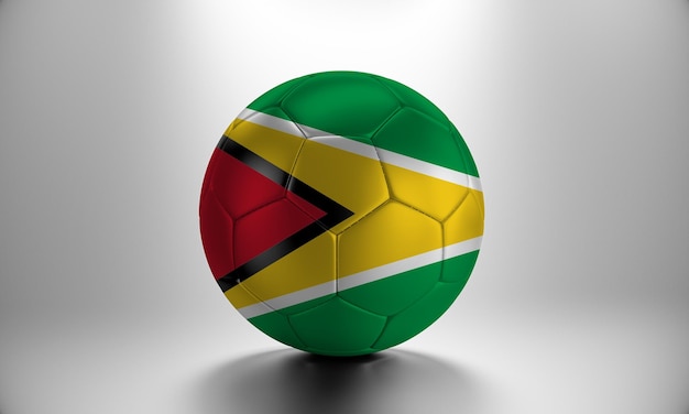 Balón de fútbol 3d con la bandera del país de Guyana. Balón de fútbol con la bandera de guayana