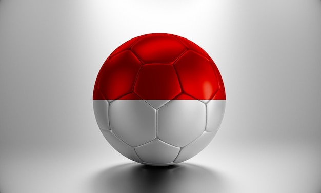 Balón de fútbol 3d con la bandera del país de Indonesia. Balón de fútbol con bandera de Indonesia