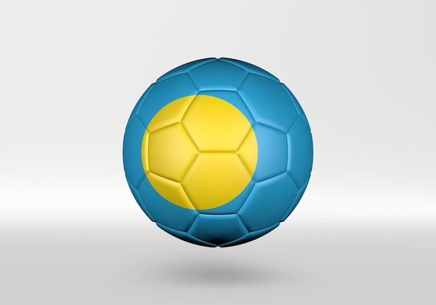 Foto balón de fútbol 3d con la bandera de palau sobre fondo gris