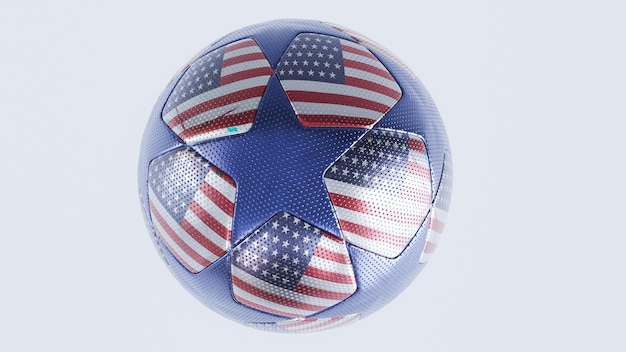 Balón de fútbol azul con el concepto de diseño del torneo de la bandera de América