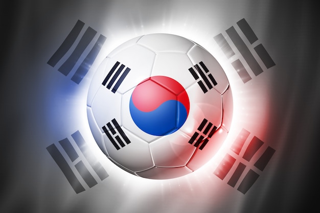 Balón de fútbol con la bandera de Corea del sur