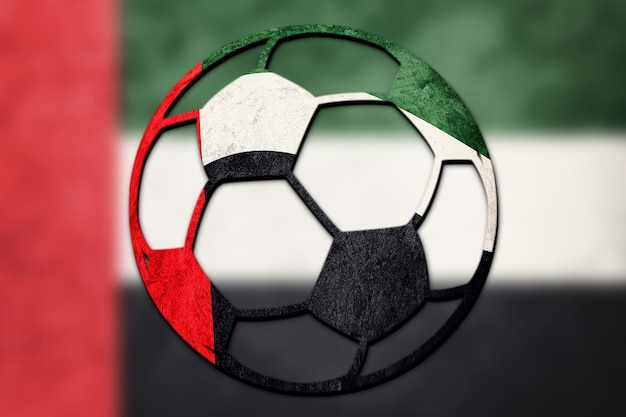 Balón de fútbol bandera nacional de los Emiratos Árabes Unidos. Balón de fútbol de los Emiratos Árabes Unidos.