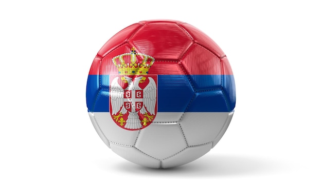 Balón de fútbol con la bandera nacional de Serbia ilustración 3D