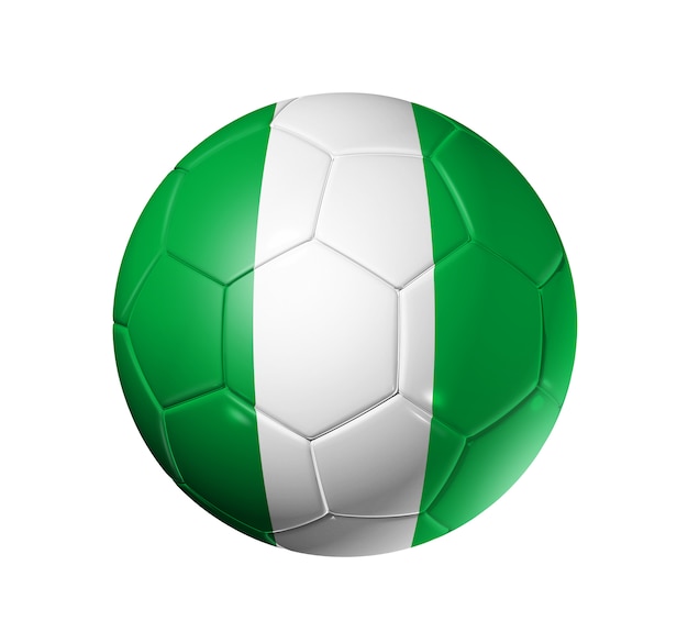 Balón de fútbol con la bandera de Nigeria