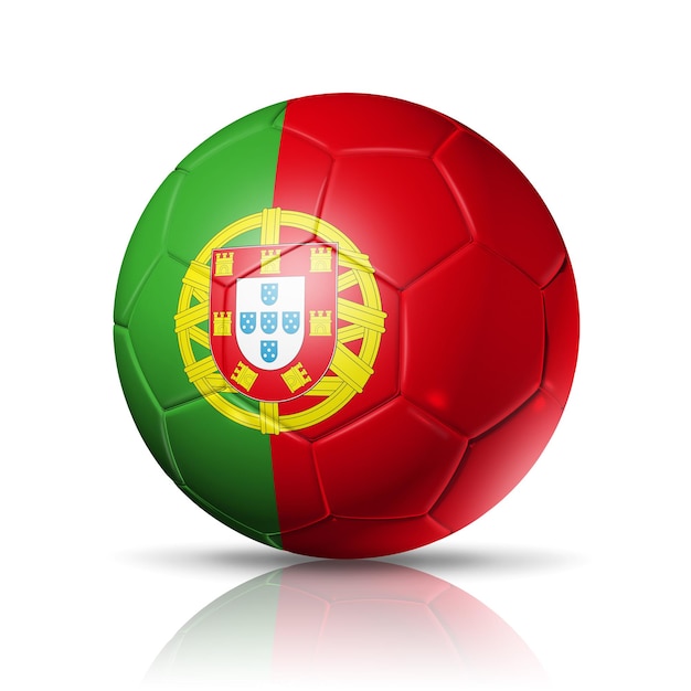 Foto balón de fútbol con la bandera de portugal ilustración
