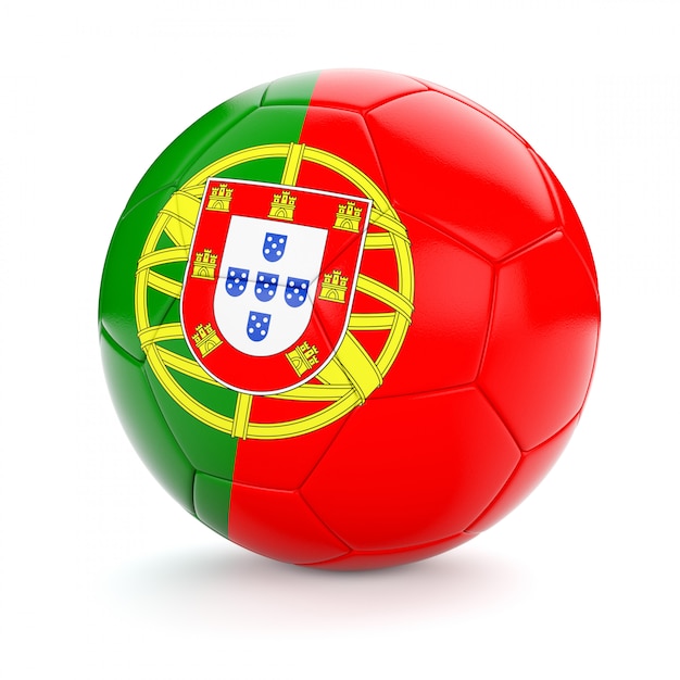 Balón de fútbol con la bandera de portugal