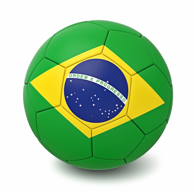 Balón de fútbol con banderas de países del mundo aislado
