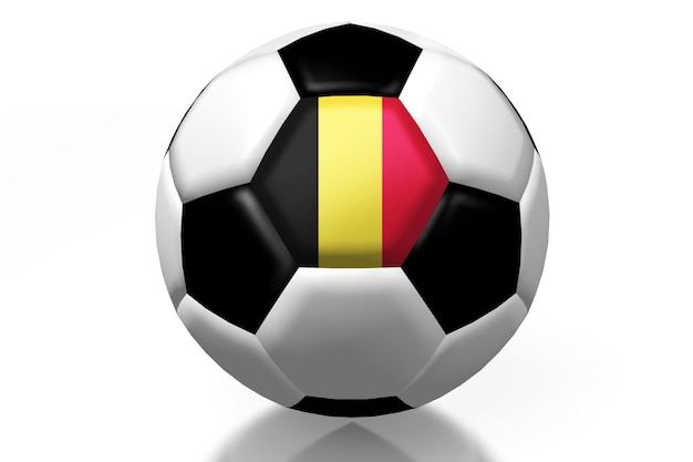 Balón de fútbol a cuadros con bandera nacional de Bélgica ilustración 3D
