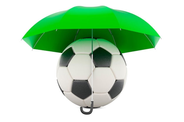 balón de fútbol, debajo, paraguas, 3d, interpretación